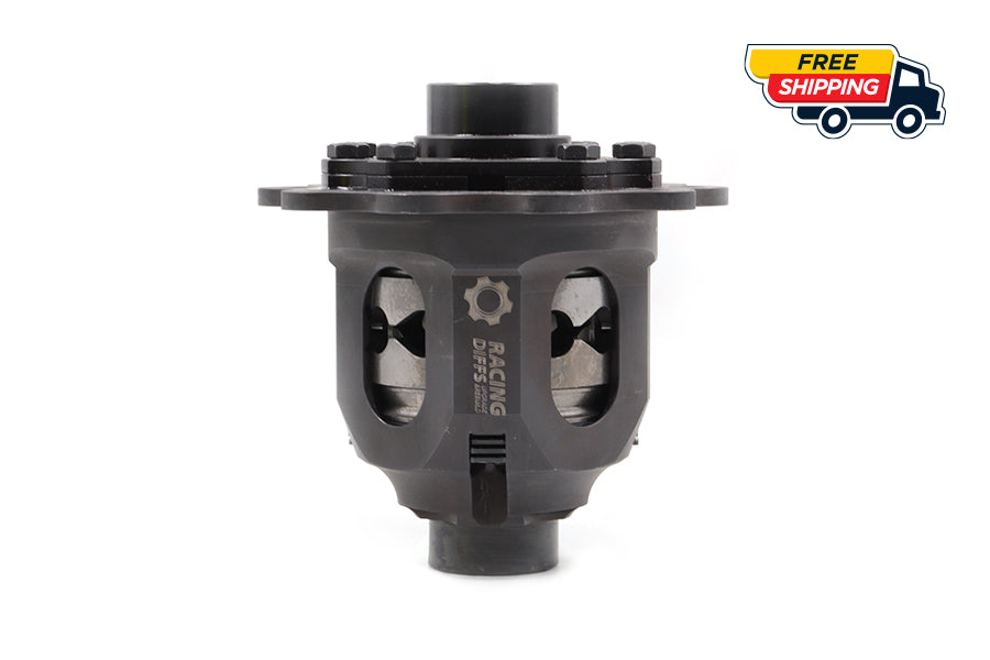 Side profile of RacingDiffs 188K All-Solution limited-slip differential—forged construction; fitment E46, E39, E38, X3 E83, X5 E53, Z4 E85/E86 (free shipping).