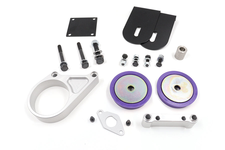 RacingDiffs BMW E30 secondary rear differential dual-mount kit, silver color with polyurethane bushings