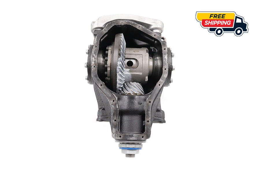Complete Drexler 220 mm 3.46 LSD differential for BMW F8X, plug-and-play casing—front three-quarter view.